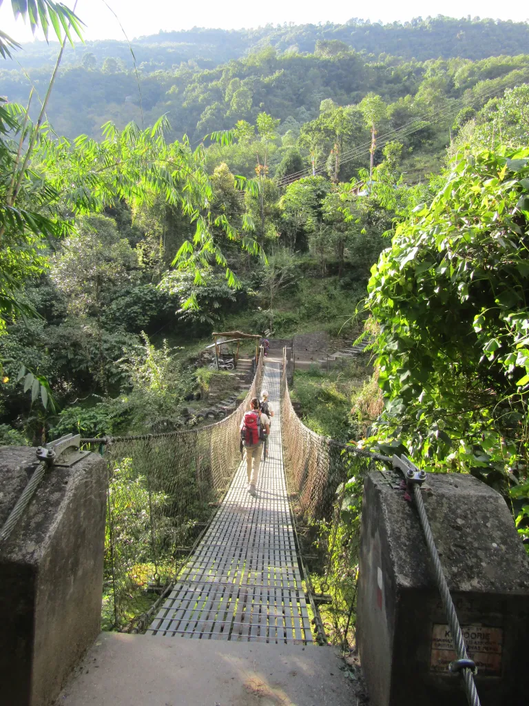 Trekking and swinging bridge