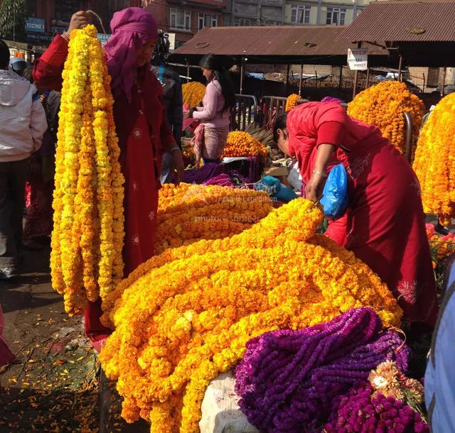 Garlands for sale during Tihar